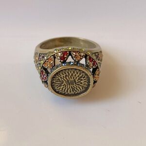 Heidi Daus Signed Vintage Multicolor Crystal  Ring size 10